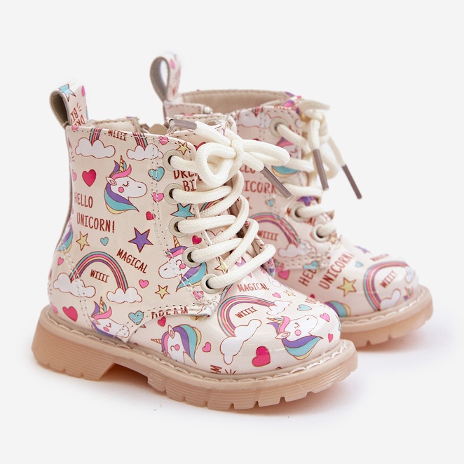 Botas Infantiles Aislante Con Cremallera Unicornios Beige Tiptop 1