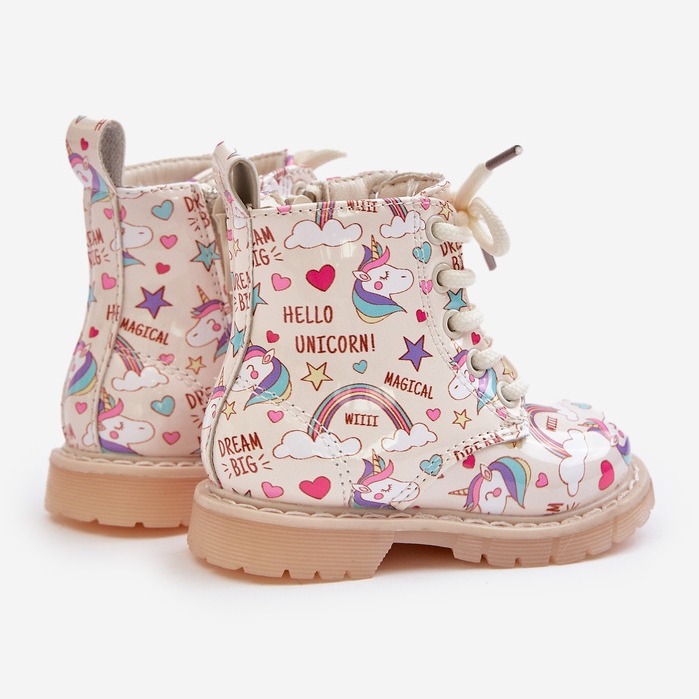 Botas Infantiles Aislante Con Cremallera Unicornios Beige Tiptop 2