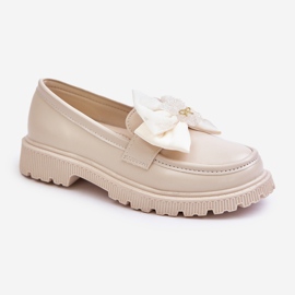 Vinceza Mocasines Niña Piel Ecológica Lazo Beige Avallesa 6