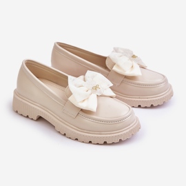 Vinceza Mocasines Niña Piel Ecológica Lazo Beige Avallesa 1