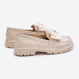 Vinceza Mocasines Niña Piel Ecológica Lazo Beige Avallesa 2