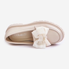 Vinceza Mocasines Niña Piel Ecológica Lazo Beige Avallesa 3