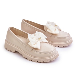 Vinceza Mocasines Niña Piel Ecológica Lazo Beige Avallesa 7