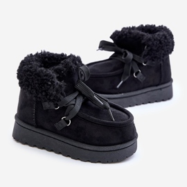 Botas de nieve para niños Adelane negras aisladas con pelo negro 1
