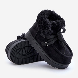 Botas de nieve para niños Adelane negras aisladas con pelo negro 2
