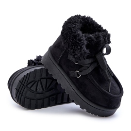 Botas de nieve para niños Adelane negras aisladas con pelo negro 8