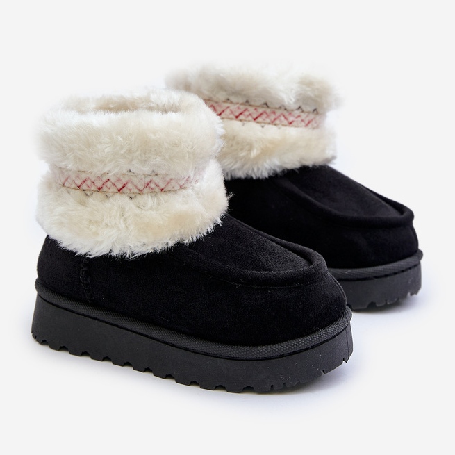 Botas de nieve para niños con pelo y estampado, Negro Melefia 1