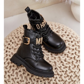 Botas Cálidas de Niña en Piel Ecológica con Tira Decorativa, Negro Gilian 6