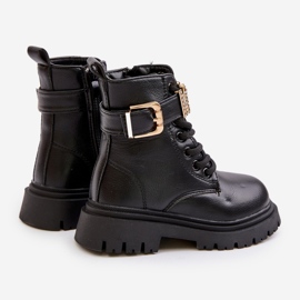 Botas Cálidas de Niña en Piel Ecológica con Tira Decorativa, Negro Gilian 2
