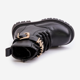 Botas Cálidas de Niña en Piel Ecológica con Tira Decorativa, Negro Gilian 3