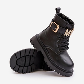 Botas Cálidas de Niña en Piel Ecológica con Tira Decorativa, Negro Gilian 4