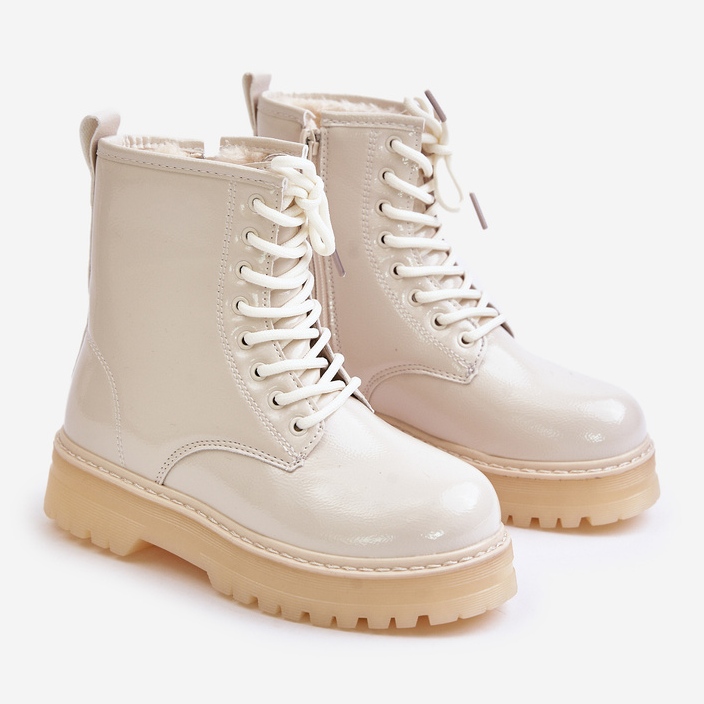 Botas Aislantes de Charol con Cremallera para Niña, Beige Novita 1 Botas Aislantes de Charol con Cremallera para Niña, Beige Novita 1
