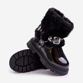 Botines de niña de charol con pelo y hebillas Negro Cartemes 3