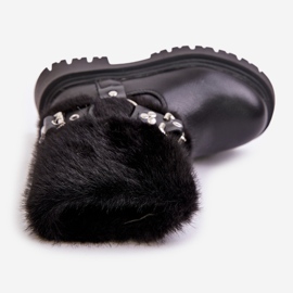 Botas Niña Piel Ecológica con Pelo y Hebillas Cartemes Negros 3