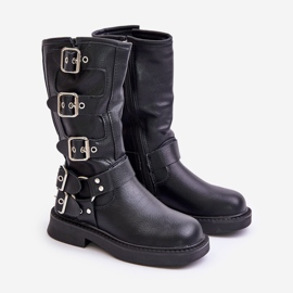 Botines de Niña con Hebillas de Piel Ecológica Negra Rinetha negro 1