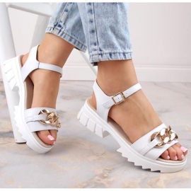 Sandalias de piel con cadena Filippo W DS4614 blanco 2