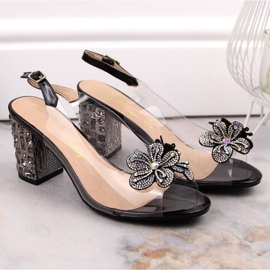 Sandalias transparentes con circonitas S.Barski W OLI222A, negro 6