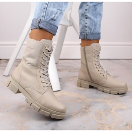 Botas cómodas de piel con aislamiento Rieker W RKR613, beige 3