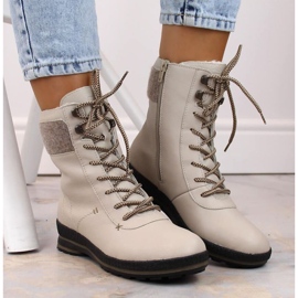 Botas cómodas de piel con aislamiento Rieker W RKR614, beige 7