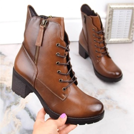 Potocki W WOL177B botines de tacón y plataforma camel marrón 5