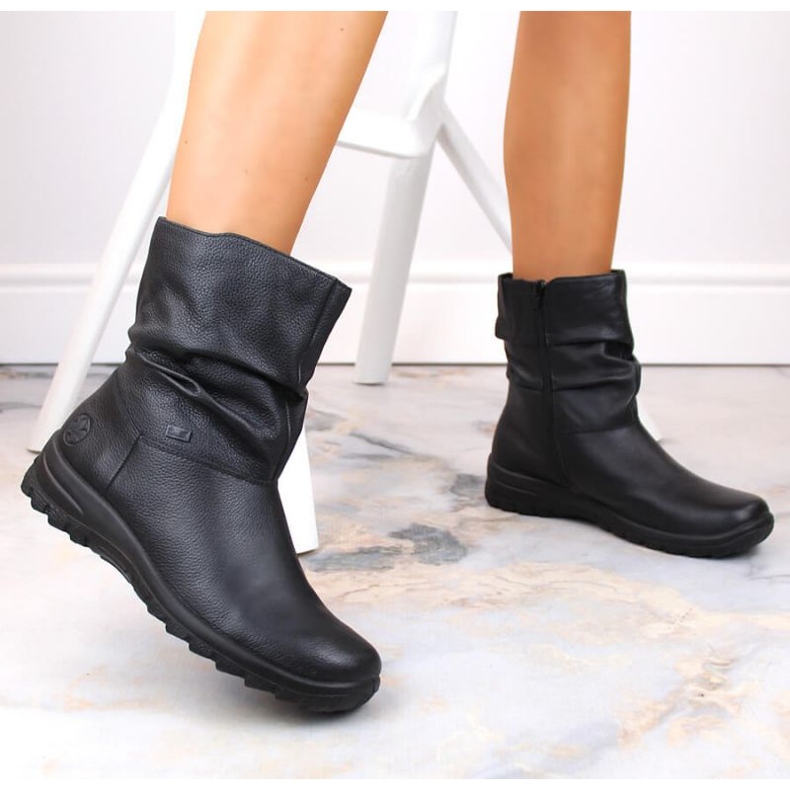 Botas impermeables de piel con aislamiento de lana Rieker Tex W RKR617 negro 1