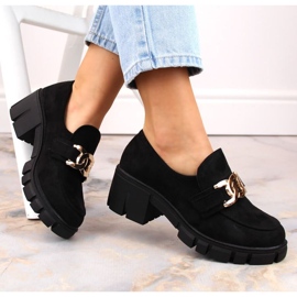 Vinceza W JAN250 Zapatos mocasín tacón alto ante negro 2
