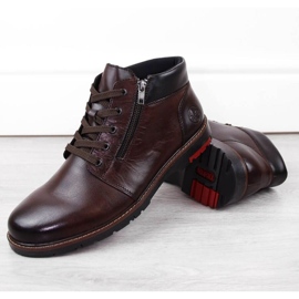 Botas cómodas de piel con aislamiento de lana Rieker M RKR625 marrón 2