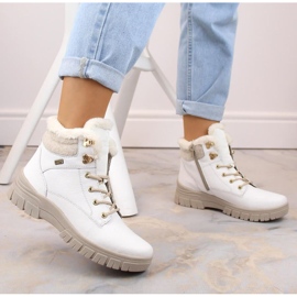 Rieker Botas impermeables de piel con aislamiento de lana Remonte W RKR628 blanco 2