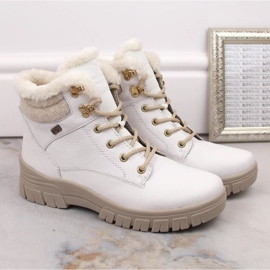 Rieker Botas impermeables de piel con aislamiento de lana Remonte W RKR628 blanco 4
