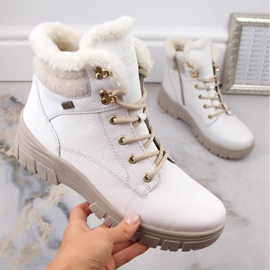 Rieker Botas impermeables de piel con aislamiento de lana Remonte W RKR628 blanco 5