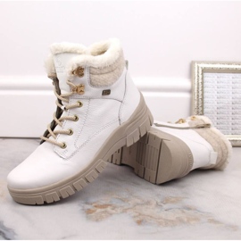 Rieker Botas impermeables de piel con aislamiento de lana Remonte W RKR628 blanco 6