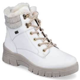 Rieker Botas impermeables de piel con aislamiento de lana Remonte W RKR628 blanco 8