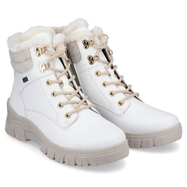 Rieker Botas impermeables de piel con aislamiento de lana Remonte W RKR628 blanco 13