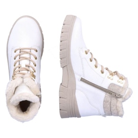 Rieker Botas impermeables de piel con aislamiento de lana Remonte W RKR628 blanco 14