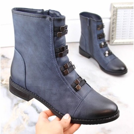 Botines de tacón plano con aislamiento Jezzi W JEZ260C, azul 1