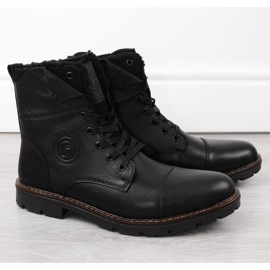 Botas de piel con aislamiento de lana Rieker M RKR296A negro 1