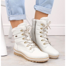 Rieker Botas impermeables de piel con aislamiento de lana Remonte W RKR629 blanco 3