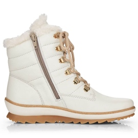 Rieker Botas impermeables de piel con aislamiento de lana Remonte W RKR629 blanco 11