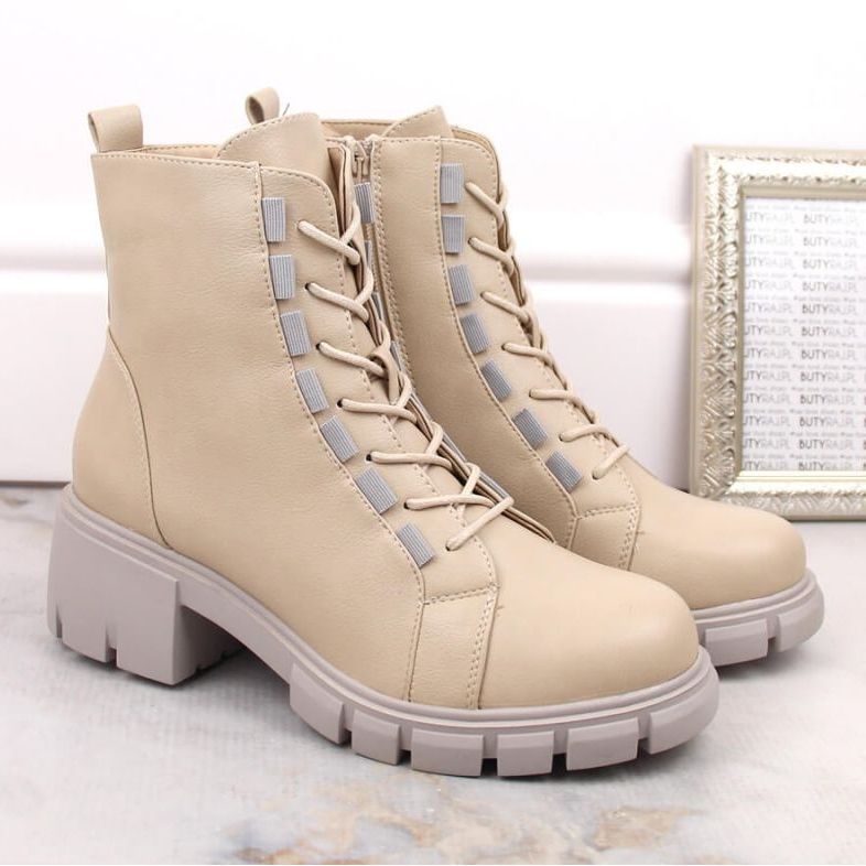 Botas aislantes con cordones y cremallera Jezzi W JEZ422B, beige 1