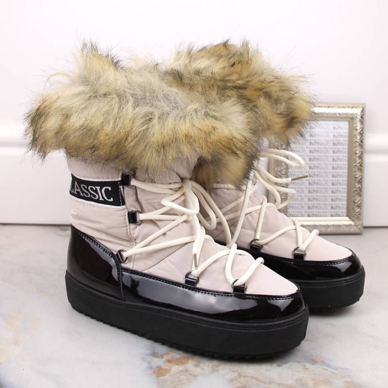 Vinceza W JAN262 botas de nieve con cordones beige y pelo 1