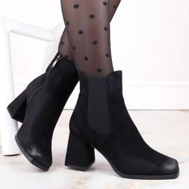 Botines de ante con tacón decorativo Potocki W WOL193A, negro 2