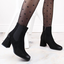 Botines de ante con tacón decorativo Potocki W WOL193A, negro 3