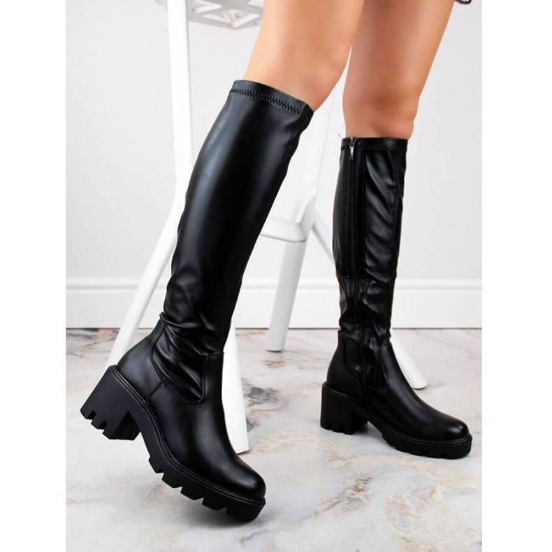 Botas Potocki con tacón alto y plataforma W SZ12267 WOL196 negro 1