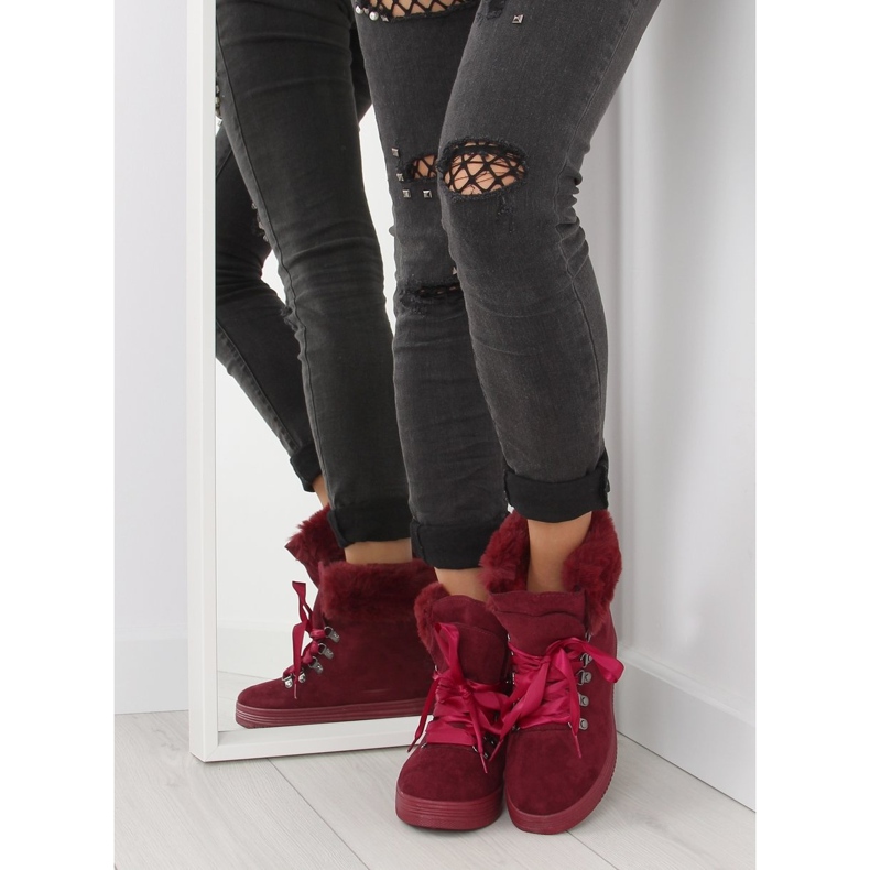 Botas de nieve para mujer burdeos 16-570 rojo vino negro 1