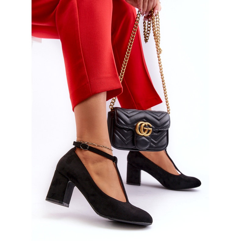 Salón de ante ecológico con tacón de aguja, negro 2