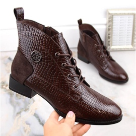 Filippo W PAW478B Botas aislantes de charol cocodrilo, marrón 2