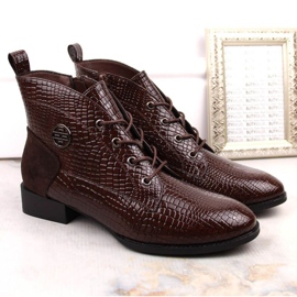 Filippo W PAW478B Botas aislantes de charol cocodrilo, marrón 6