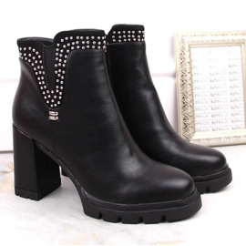 Botines aislantes de tacón alto con remaches, Filippo W PAW495, negro 2