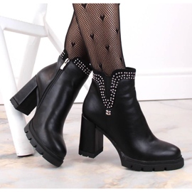 Botines aislantes de tacón alto con remaches, Filippo W PAW495, negro 3