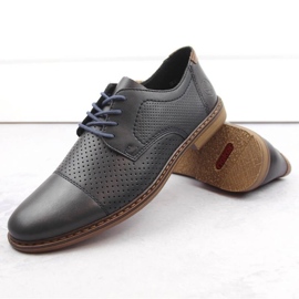 Zapatos cómodos de piel Rieker M RKR659, azul marino 3